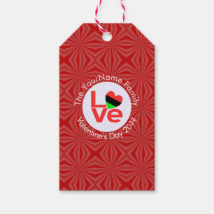 African American Red Letters LOVE Flag Personalise Gift Tags