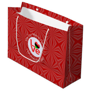 African American Red Letters LOVE Flag Personalise Large Gift Bag