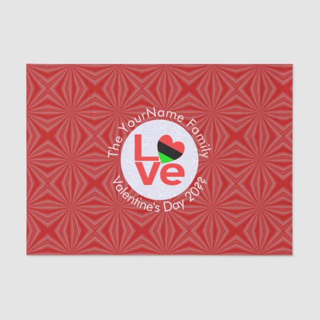 African American Red Letters LOVE Flag Personalise Tissue Paper (Front)