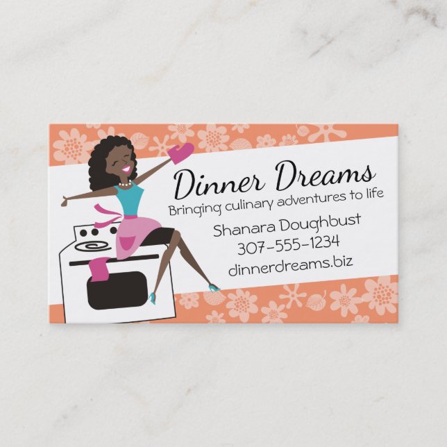 African American retro housewife cooking baking Business Card (Front)
