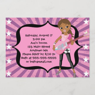 African American Rock Star  Birthday Invitation