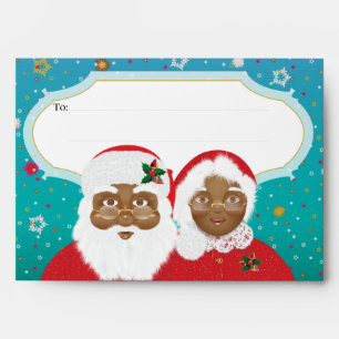 African American Santa and Mrs Claus Christmas Envelope