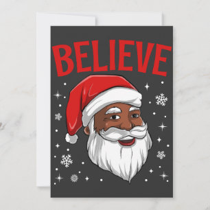African American Santa Black Christmas Believe  Thank You Card
