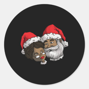 African American Santa Black Mrs Claus African Ame Classic Round Sticker