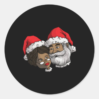 African American Santa Black Mrs Claus African Ame Classic Round Sticker