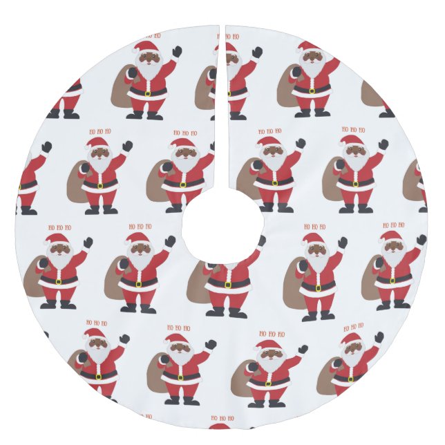 African American Santa Brushed Polyester Tree Skirt (Front)