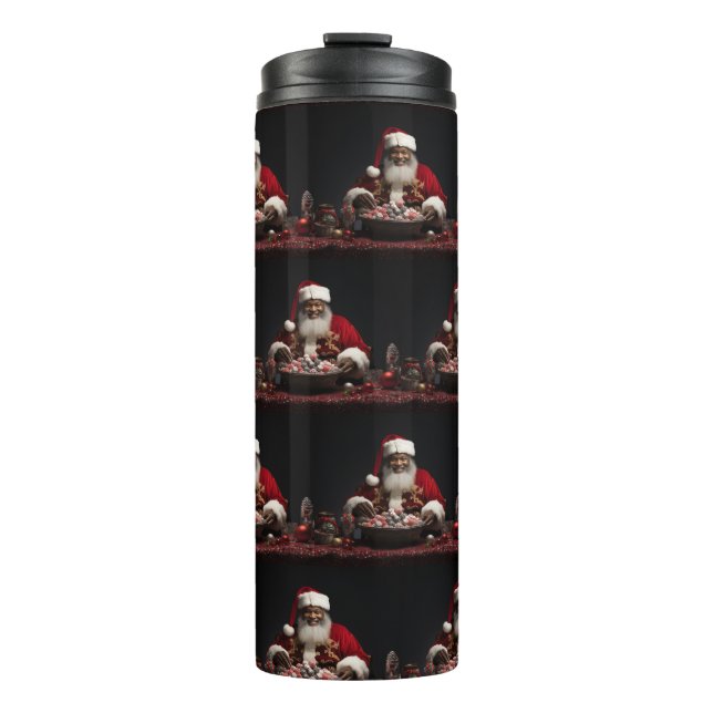 African American Santa Candy Claus Thermal Tumbler (Front)