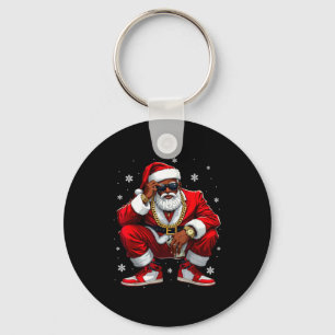 African American Santa Christmas Black Xmas Women  Key Ring