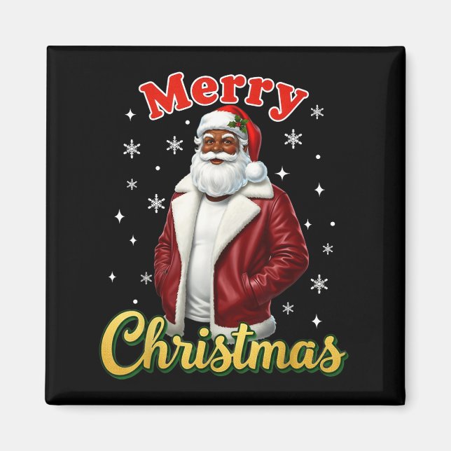 African American Santa Christmas Cool Black X-mas  Magnet (Front)