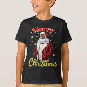 African American Santa Christmas Cool Black X-mas  T-Shirt