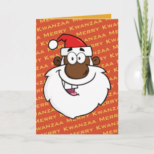 African American Santa Christmas Kwanzaa Greetings Holiday Card