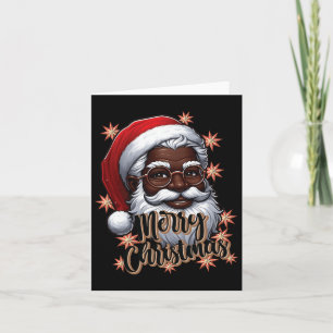 African American Santa Christmas Pajama Black X-ma Card
