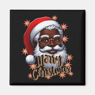 African American Santa Christmas Pajama Black X-ma Magnet