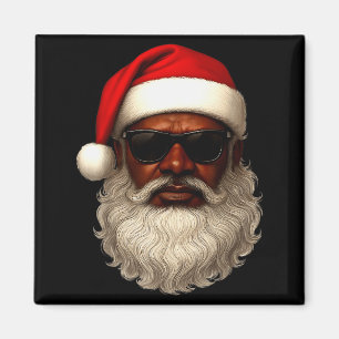 African American Santa Christmas Pajama Cool Black Magnet