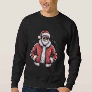 African American Santa Christmas Pajama Cool Black Sweatshirt