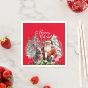 African American Santa Christmas Paper Napkins