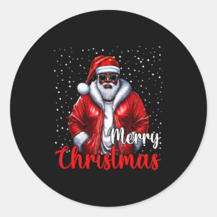 African American Santa Christmas Shirt Pajama Cool Classic Round Sticker