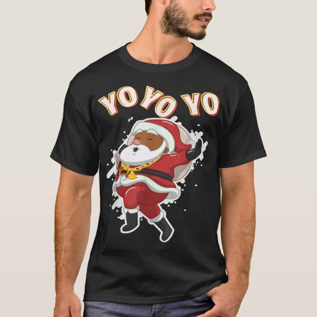 African American Santa Claus Black Santa Christmas T-Shirt (Front)