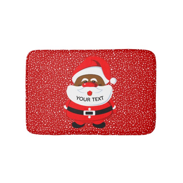 African American Santa Claus, Christmas holiday Bath Mat (Front)