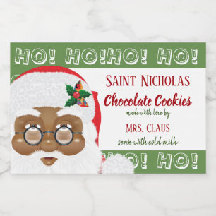 African American Santa Claus Christmas Holiday Food Label
