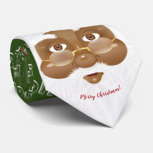 African American Santa Claus Christmas Holiday Tie