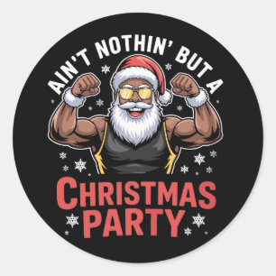 African American Santa Claus Christmas Pajama Classic Round Sticker