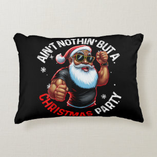 African American Santa Claus Christmas Pajama Decorative Cushion