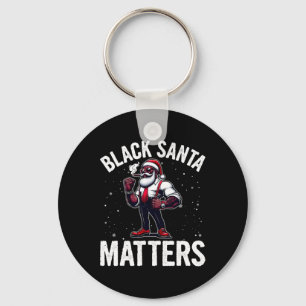 African American Santa Claus Christmas Pajama Men Key Ring