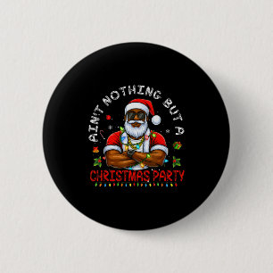 African American Santa Claus Christmas Pajama Menw 6 Cm Round Badge