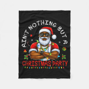 African American Santa Claus Christmas Pajama Menw Fleece Blanket