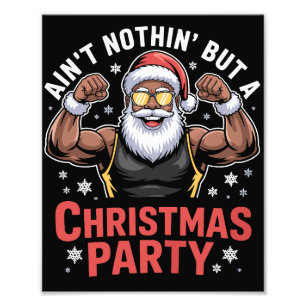 African American Santa Claus Christmas Pajama Photo Print