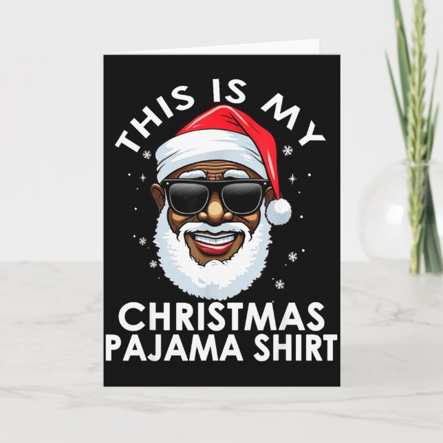 African American Santa Claus Christmas Pajama Shir Card (Front)