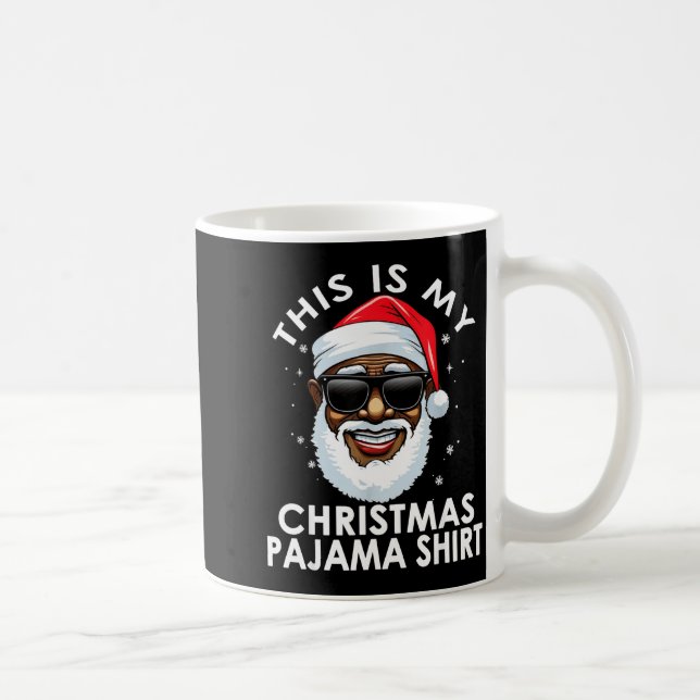 African American Santa Claus Christmas Pajama Shir Coffee Mug (Right)