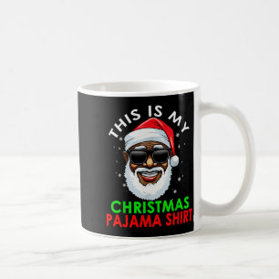 African American Santa Claus Christmas Pajama Shir Coffee Mug