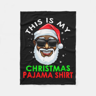 African American Santa Claus Christmas Pajama Shir Fleece Blanket
