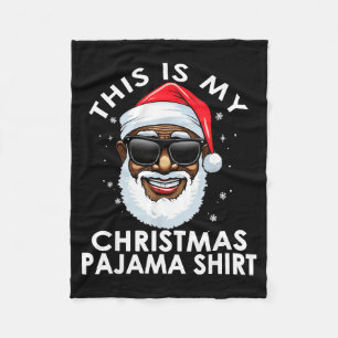 African American Santa Claus Christmas Pajama Shir Fleece Blanket