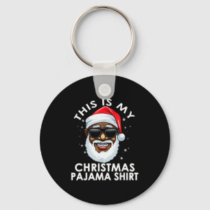 African American Santa Claus Christmas Pajama Shir Key Ring
