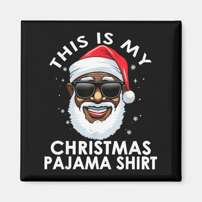 African American Santa Claus Christmas Pajama Shir Magnet (Front)