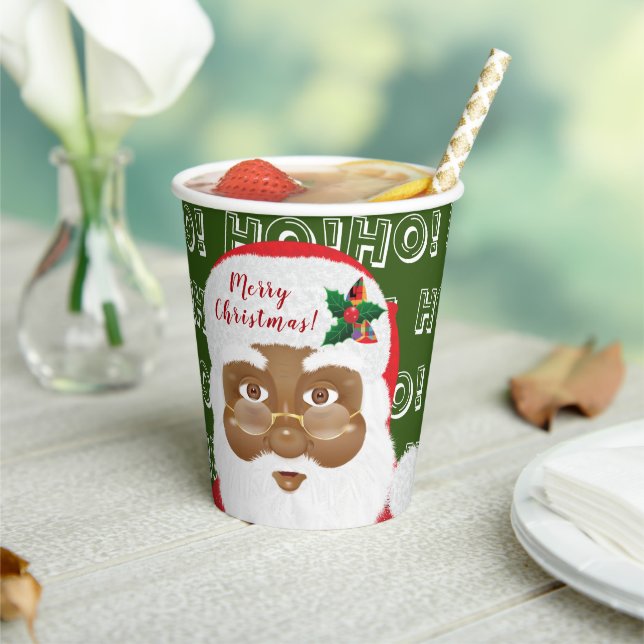 African American Santa Claus Christmas Paper Cups (Insitu)