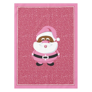 African-American Santa Claus Christmas pink Tablecloth
