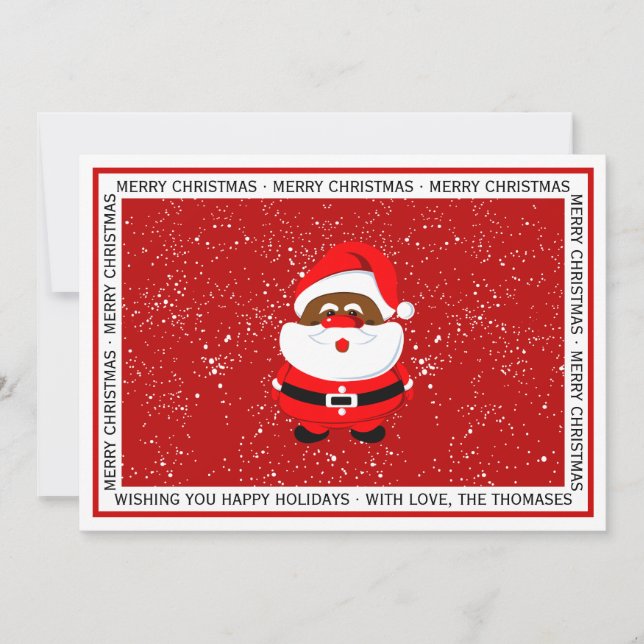 African-American Santa Claus Christmas red photo Holiday Card (Front)