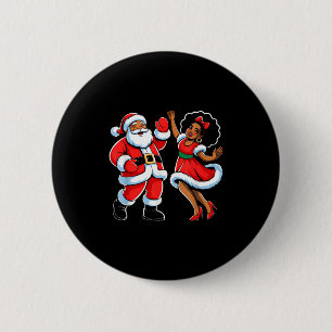 African American Santa Claus Dancing Funny Christm 6 Cm Round Badge