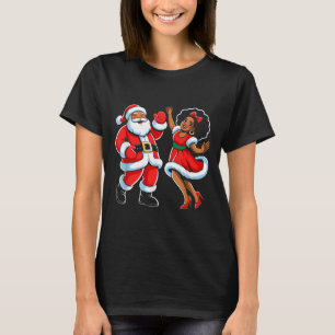 African American Santa Claus Dancing Funny Christm T-Shirt