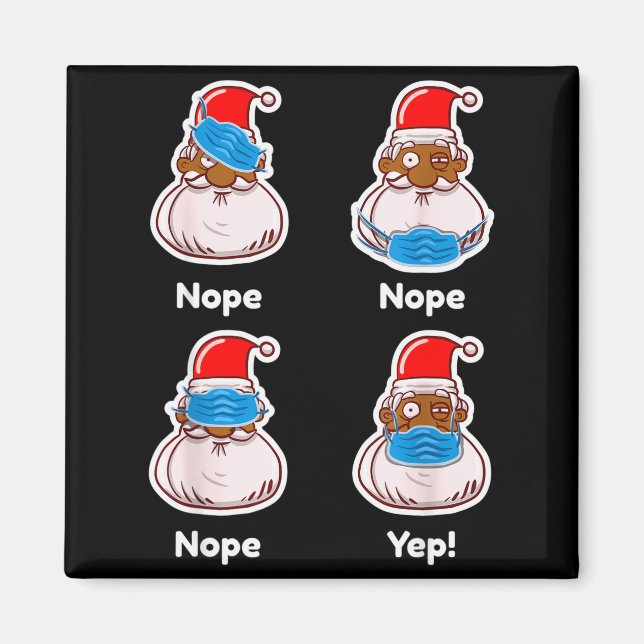 African American Santa Claus Matching Christmas Pa Magnet (Front)