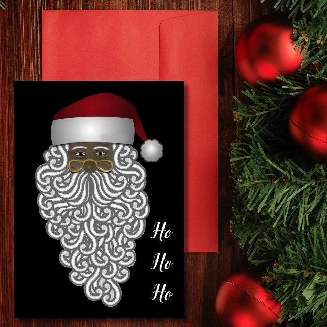 African American Santa Claus on black Christmas Holiday Card (Creator Uploaded)