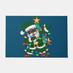 African American Santa claus Ugly Christmas Pajama Doormat