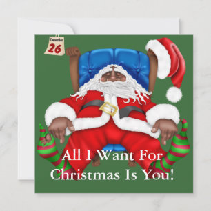 African American Santa Clause Christmas Invitation