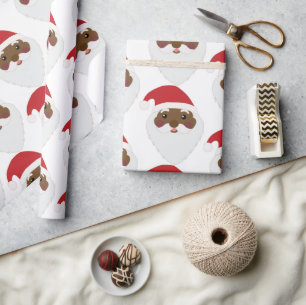 African American Santa Clause Face Wrapping Paper 