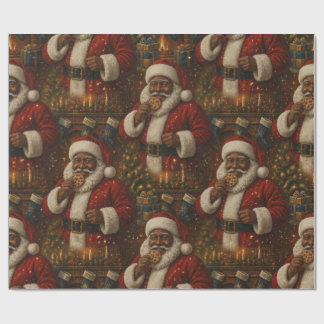 African American Santa Cookies Cosy Christmas Wrapping Paper