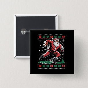  African American Santa Football Ugly Christmas 15 Cm Square Badge